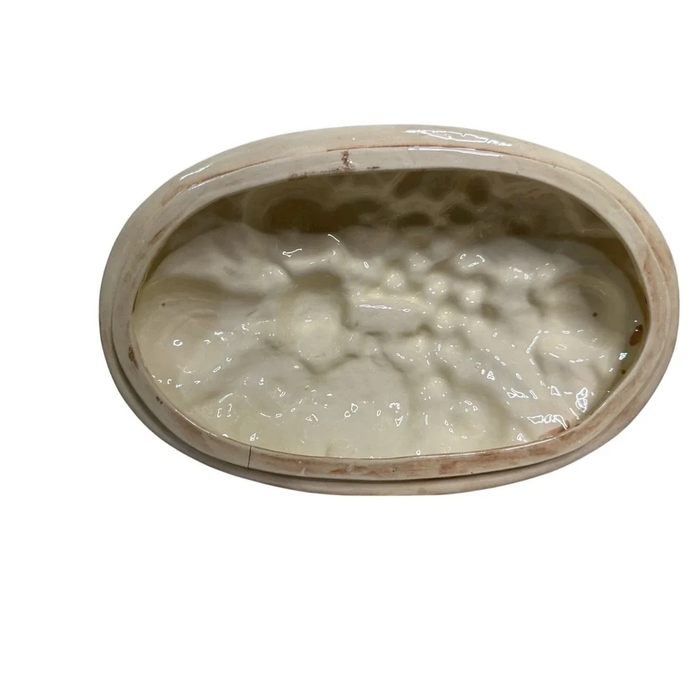 Vintage Mid Century Ceramic Fruit Covered‎ Dish Floral Kitchen Storage Container
